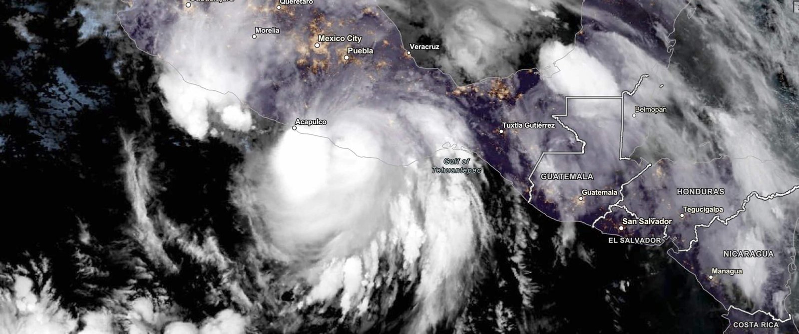 Erick Storm Slamming Mexican Pacific Coast as a Strong Cat 3 Storm

